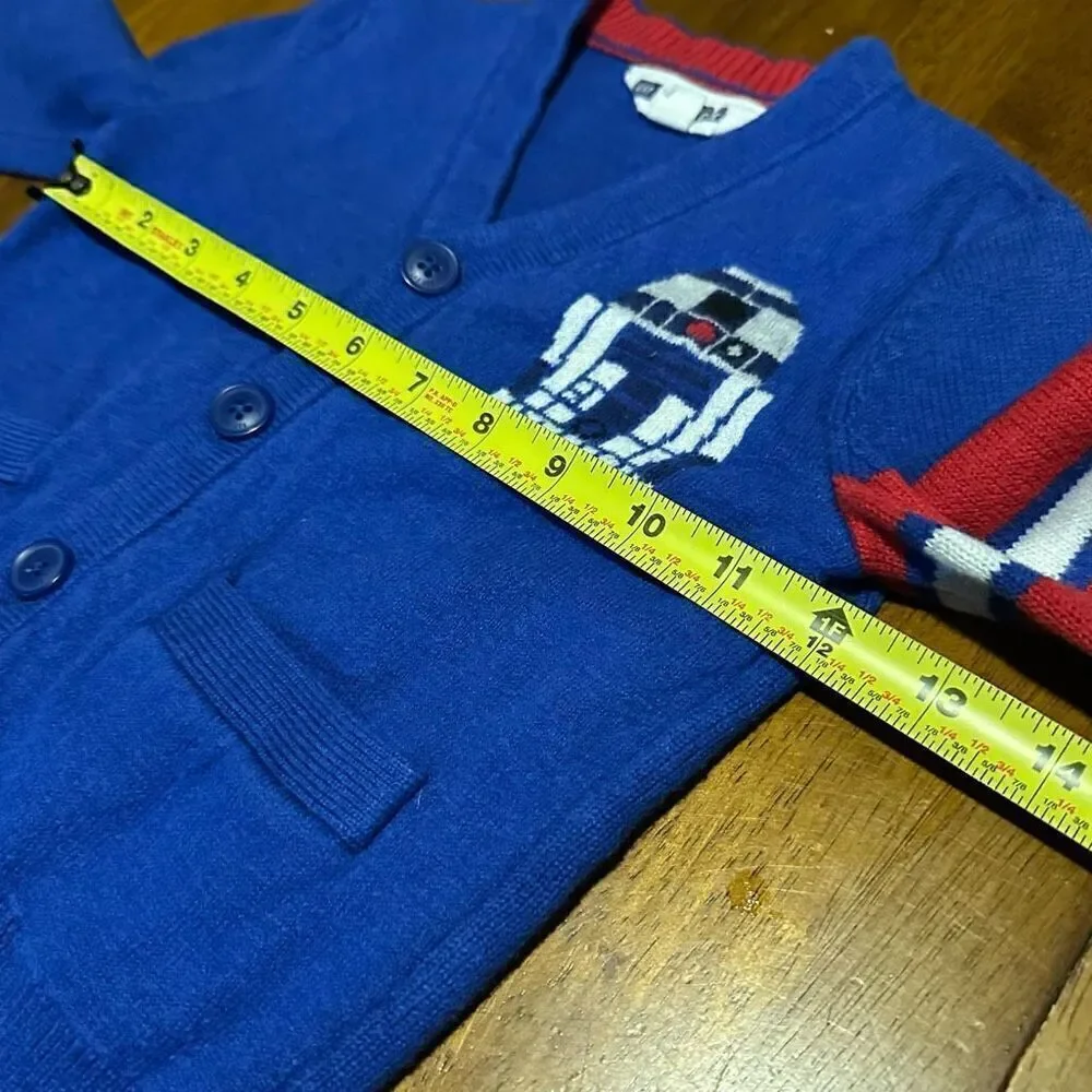 Star Wars R2D2 GAP Kids Boys Wool Blend Button up Cardigan Sweater Toddler Sz 2